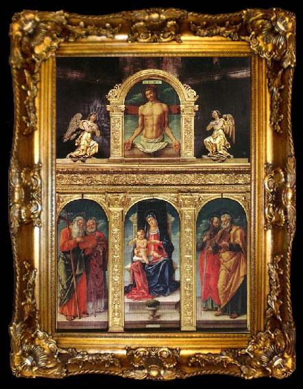framed  Bartolomeo Vivarini Virgin Enthroned with the Child on her Knee, ta009-2